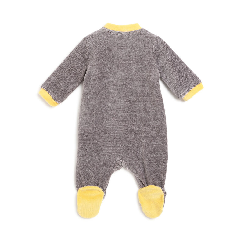 Infants Medium Grey Applique Front Opening Babysuit image number 1